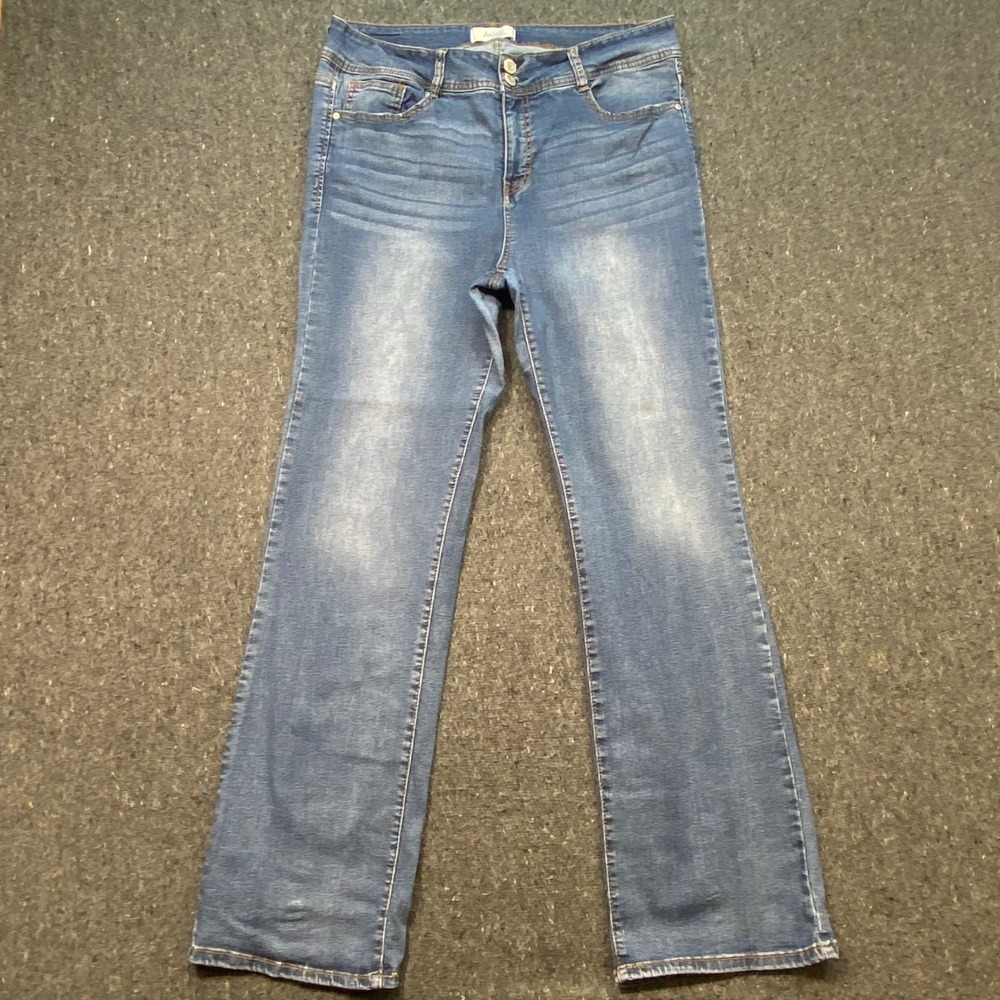 Angels Forever Young Jeans Sz 16W Womens Blue Bootcut High Rise Double Button
